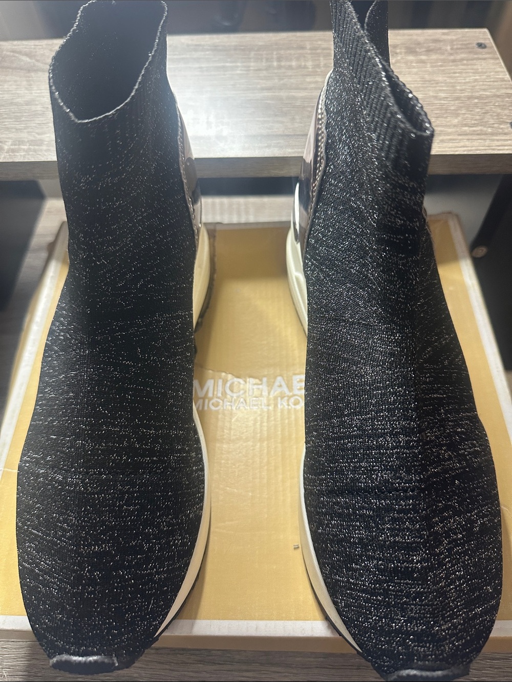 MICHAEL Michael Kors Black Sparkle Knit Slip-On Sneakers